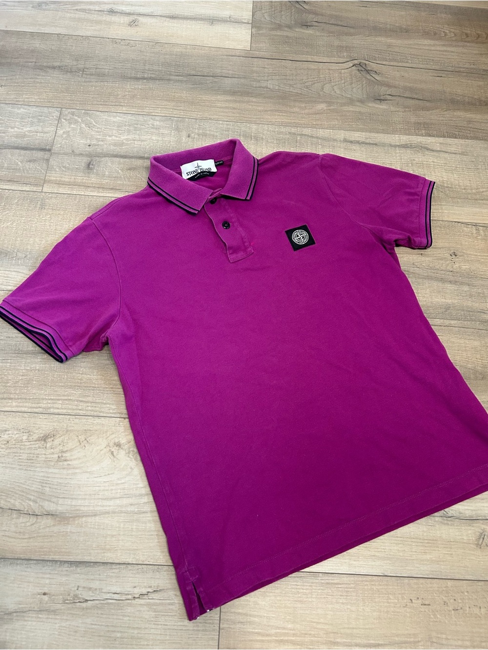Stone Island Men’s Fuchsia Polo with Contrast Trim
